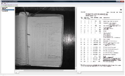 Black Border Removal e Thresholding Dinamico applicati ad una pagina di libro acquisita con scanner planetario: sulla sinistra l'immagine originale, sulla destra quella processata