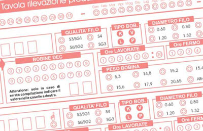 Il layout di un modulo progettato per la lettura ottica da Recogniform Technologie SpA: quantità e tipologia dei dati da leggere sono definibili in base alla specifiche esigenze.