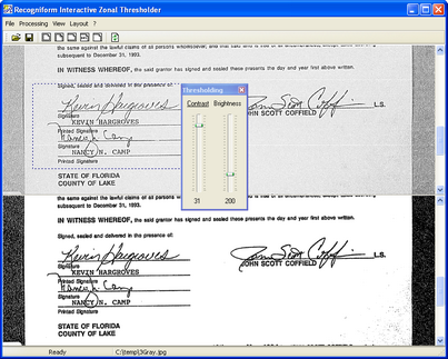 Recogniform Zonal Interactive Thresholder